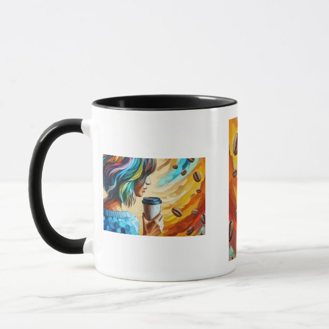 Caneca Coffee Breeze Art Mug – Colorful Girl Illustration (Esquerda)
