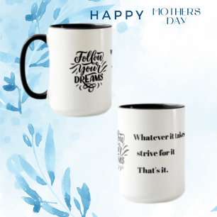 Caneca Coffee de Mensagem Preta de Corte Inspiracional