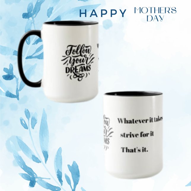 Caneca Coffee de Mensagem Preta de Corte Inspiracional (Criador carregado)