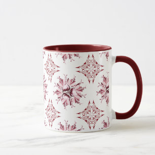 Caneca Coffee Floral Mug Inky Borgonha-branca