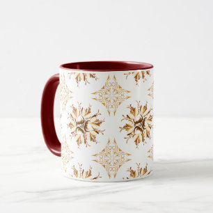 Caneca Coffee Floral Mug Inky Laranja, castanho e branc