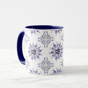 Caneca Coffee Floral Mug Inky Roxo Lilac e Branco