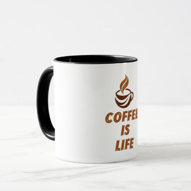 Caneca Coffee Is Life – Café Motivacional Engraçad (Frente Esquerda)