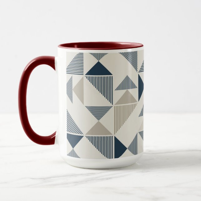 Caneca Coffee Mug – Blue & Beige Triangle Design  (Esquerda)