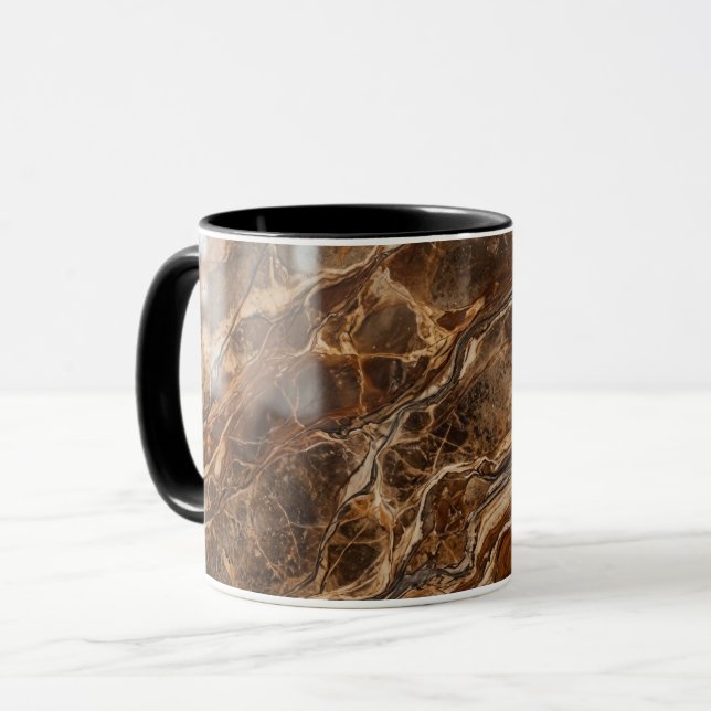 Caneca Coffee Mug Brown Marble Texture Stone Pattern (Frente Esquerda)