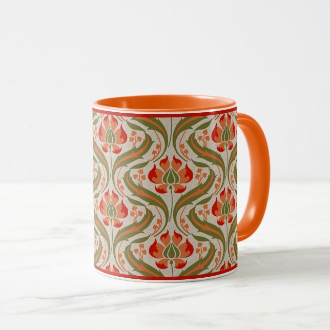 Caneca Coffee Mug de Persimmon Wildflower Damask (Frente Esquerda)
