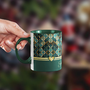 Caneca Coffee Mug Elegante teal-gold