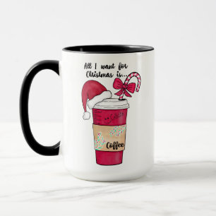 Caneca Coffee Red Hat Coffee Candy Cane Natal