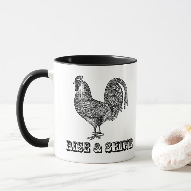 Caneca Coffee Rise and Shine Rooster (Com Donut)