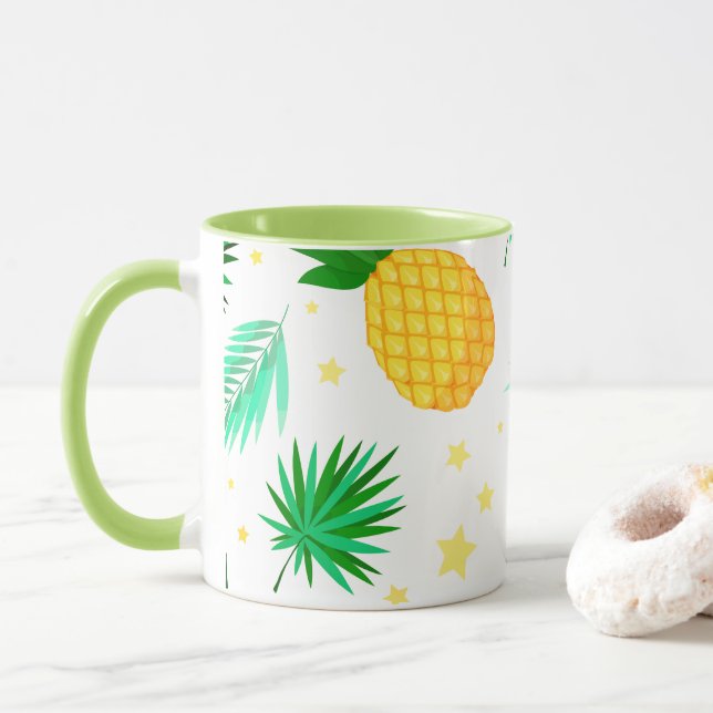 Caneca Coffy Mug WIth Padrão trópico (Com Donut)