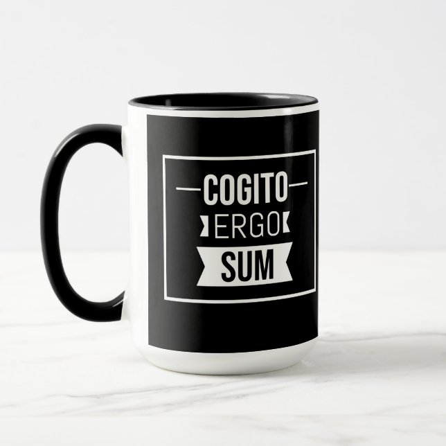 Caneca Cogito ergo sum - Frase latina - preto (Esquerda)