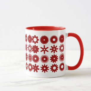 Caneca Cogs - Ruby Red on White