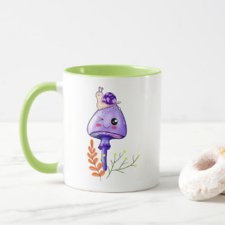 Caneca cogumelo-do-campo e caracol