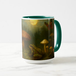 Caneca Cogumelos Goblincore, Caracóis & Rã ao Luar