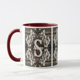 Caneca Cogumelos Selvagens com Inicial de Nome Monograma 