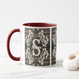 Caneca Cogumelos Selvagens com Inicial de Nome Monograma 