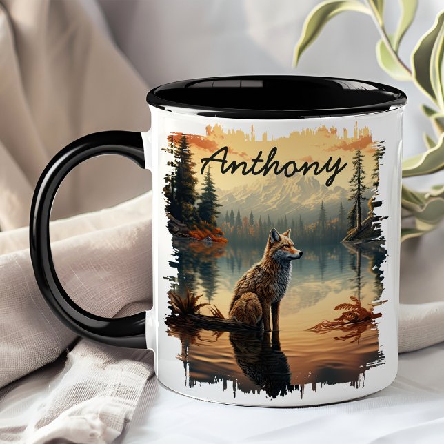 Caneca Coiote no reflexo do Sunrise Lake (Criador carregado)