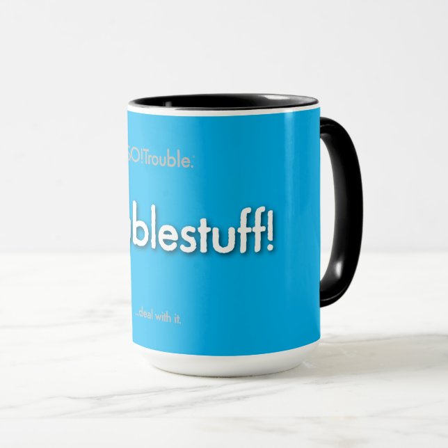 Caneca coisasproblemáticas! - em azul (Frente Esquerda)