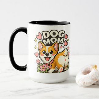Caneca Cola de Cachorro Fofo Mãe Corgi Adesivo Kawaii Flo