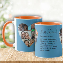 Caneca Colagem Cardíaca de Foto do Bestie Quote BFF