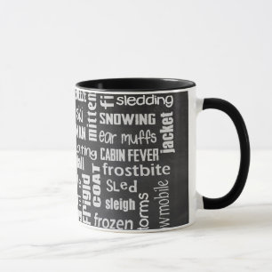 Caneca Colagem da nuvem da palavra do inverno