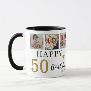 Caneca Colagem de 6 Fotos Personalizada Feliz Aniversário