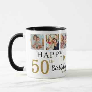 Caneca Colagem de 6 Fotos Personalizada Feliz Aniversário