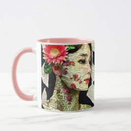 Caneca Colagem de Arte de Mulheres bonito