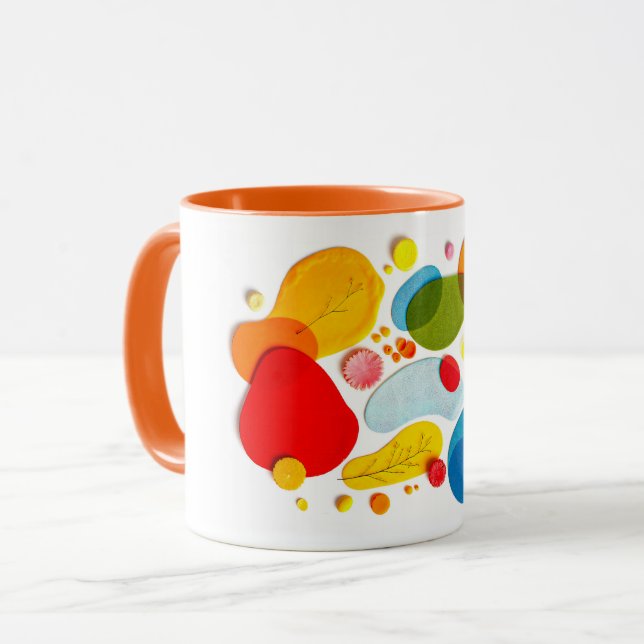 Caneca Colagem de Formas Orgânicas Abstratas Vibrantes em (Frente Esquerda)