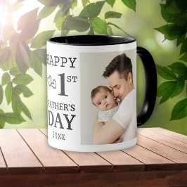 Caneca Colagem de Fotografias do Feliz Primeiro Dia de os