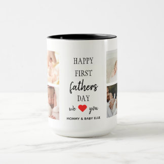 Caneca Colagem de Fotografias do Primeiro Dia de os pais