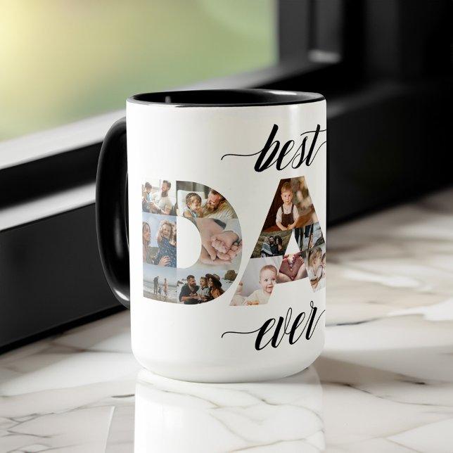 Caneca Colagem de Fotografias mínima do melhor Pai do PAI (Minimal Best Dad Ever DAD 18 Photo Collage Mug)