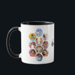 Caneca Colagem de Fotografias Múltiplas Simples Personali<br><div class="desc">Colagem de Fotografias Múltiplas Nome Personalizado Moderno Simples Hexagon Pattern Mug apresenta uma colagem de fotografias das suas fotografias favoritas em forma de hexágono. Personalizado com seu nome. Perfeito para o aniversário, Natal, Dia de as mães, Dia de os pais, Avós, irmão, irmã, melhor amigo e muito mais. DICA DA...</div>