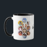 Caneca Colagem de Fotografias Múltiplas Simples Personali<br><div class="desc">Colagem de Fotografias Múltiplas Nome Personalizado Moderno Simples Hexagon Pattern Mug apresenta uma colagem de fotografias das suas fotografias favoritas em forma de hexágono. Personalizado com seu nome. Perfeito para o aniversário, Natal, Dia de as mães, Dia de os pais, Avós, irmão, irmã, melhor amigo e muito mais. DICA DA...</div>