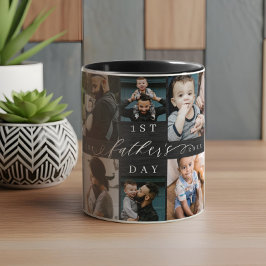 Caneca Colagem de Fotografias Pretas de Madeira de Primei