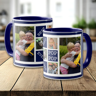 Caneca Colagem de Fotos Avô Azul Melhor Pop de Todos os T