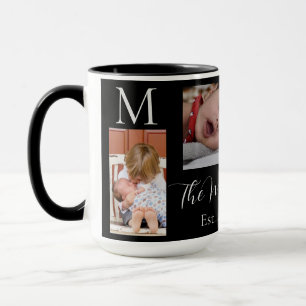 Caneca Colagem de Fotos da Família Monograma Personalizad