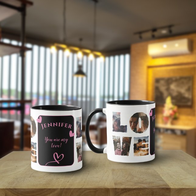 Caneca Colagem de Fotos de AMOR Personalizado I Mosaico M (Criador carregado)