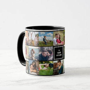 Caneca Colagem de Fotos de Aniversário de Casamento Cuso