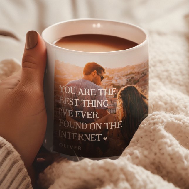 Caneca Colagem de fotos de casal engraçado e fofo para na (Criador carregado)