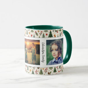 Caneca Colagem de fotos de família adorável Feliz Natal