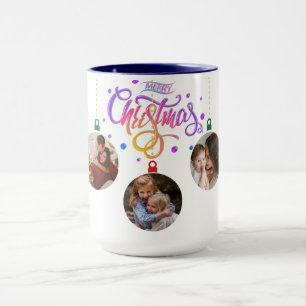Caneca Colagem de Fotos de Família Personalizada Feliz Na