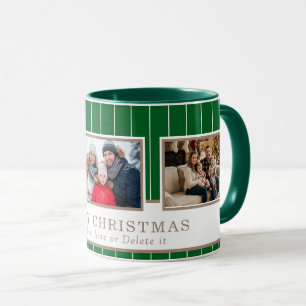 Caneca Colagem de Fotos de Natal da Família Personalizada