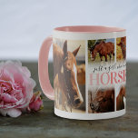 Caneca Colagem de Fotos de Rapariga do Cavalo<br><div class="desc">Uma caneca equestre personalizada com 6 modelo de colagem fotográfica do seu cavalo de estimação,  e o ditado "apenas uma garota que ama cavalos".</div>