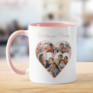 Caneca Colagem de Fotos do Dia das Mães Coração Família I