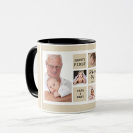 Caneca Colagem de Fotos do Feliz Primeiro Dia de os pais 
