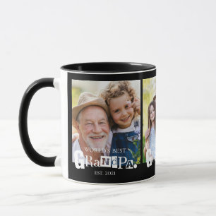 Caneca Colagem de Fotos do Melhor Avô do Mundo Ano 3