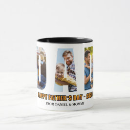 Caneca Colagem de Fotos do Papai Minimalista Feliz Dia do