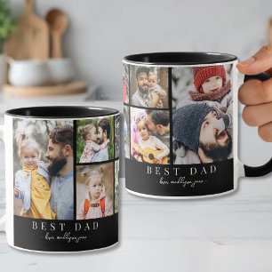 Caneca Colagem de Fotos Melhor Pai Preto Branco