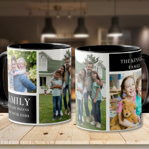 Caneca Colagem de Fotos Moderna 3 Família Amor Citação Pr